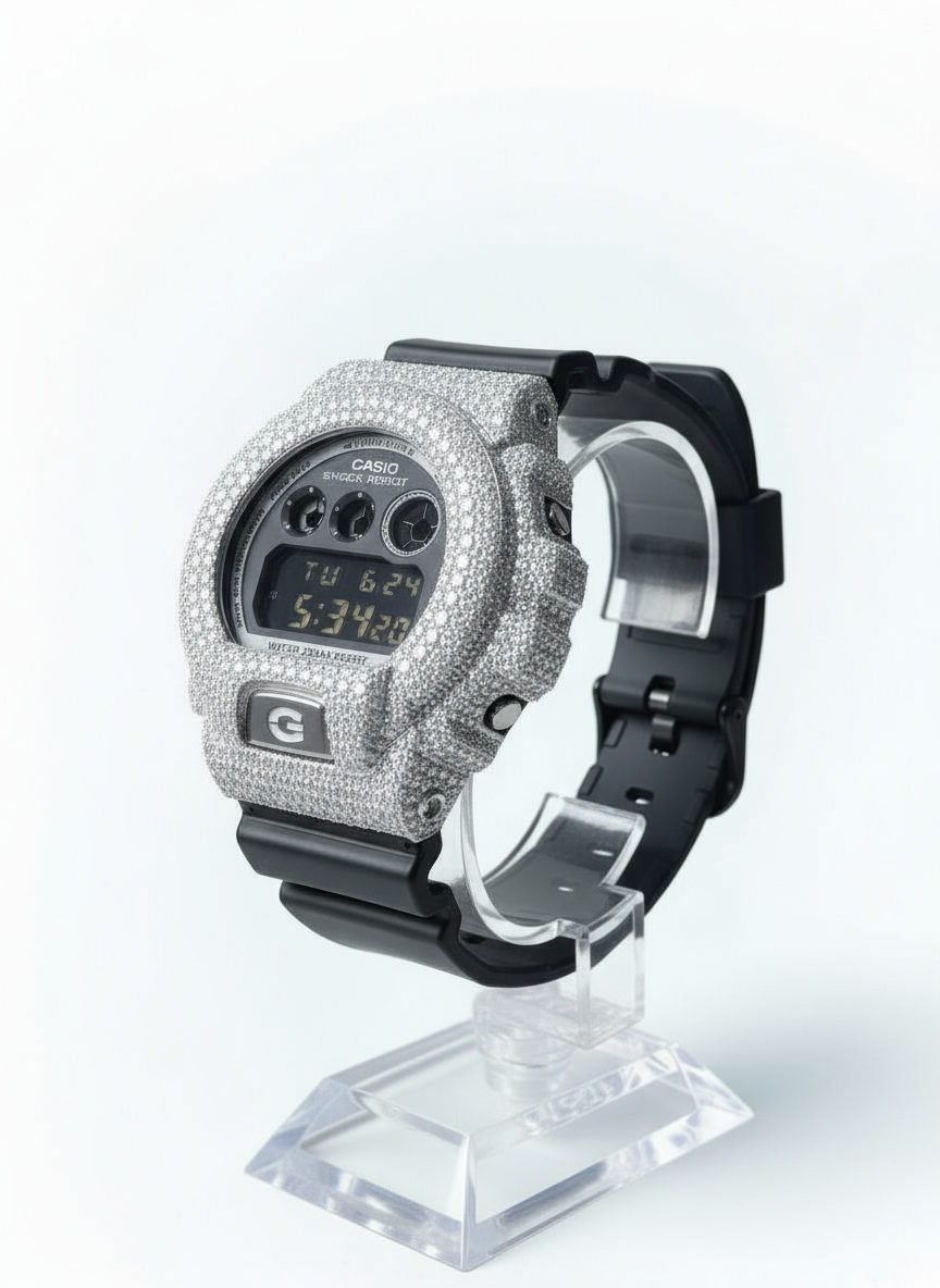 Diamond G-Shock DW6900 - Grey Face - Silver Bezel