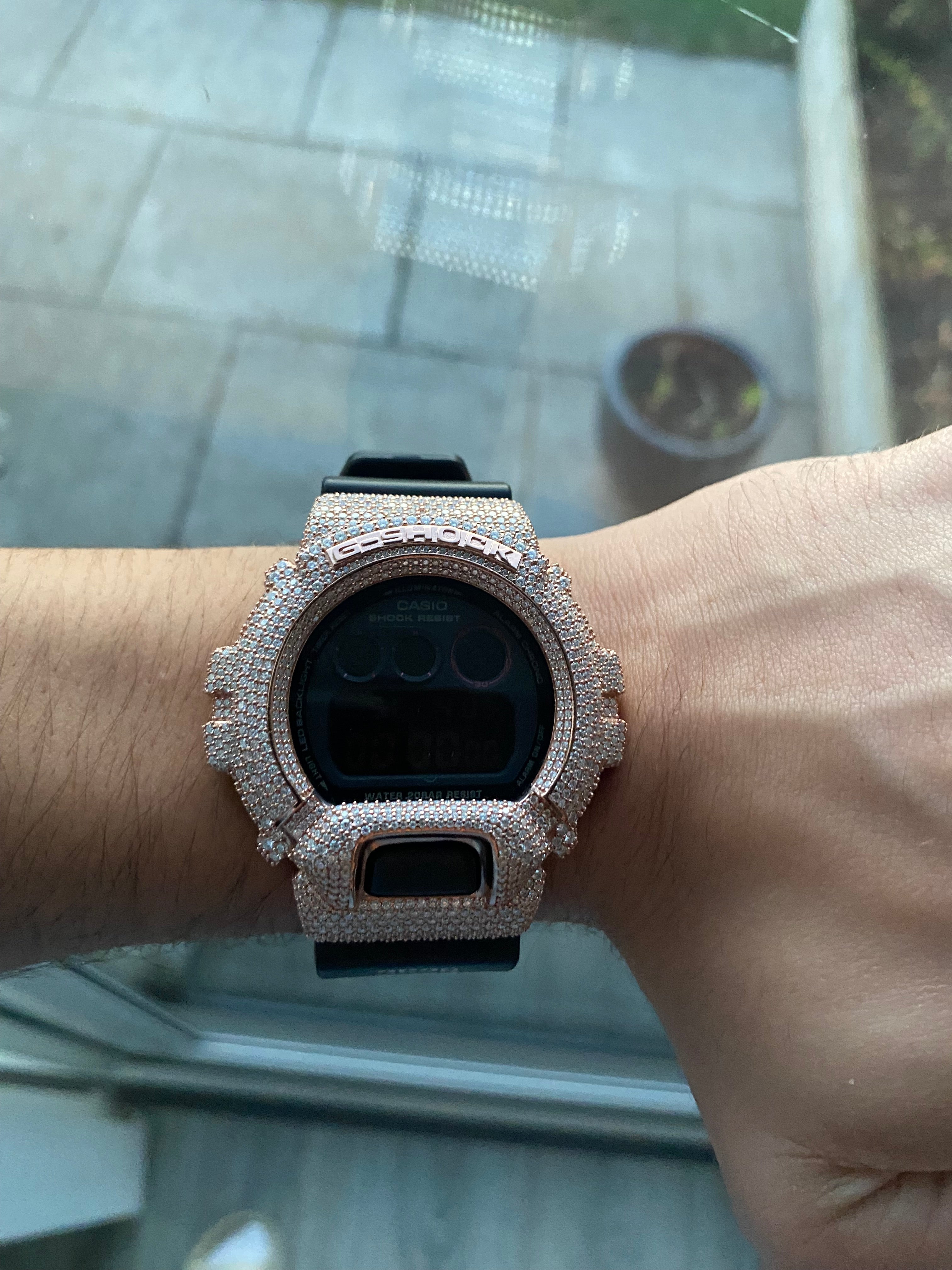 Diamond G-Shock - DW6900 - Grey Face - Rose Gold Bezel